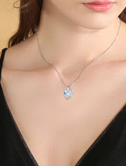 Infinite Heart Pendant Sterling Silver Butterfly Necklace for Women Jewelry Gift with Birthstone September Created Sapphire