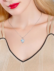 Infinite Heart Pendant Sterling Silver Butterfly Necklace for Women Jewelry Gift with Birthstone September Created Sapphire