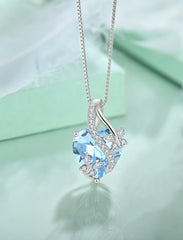 Infinite Heart Pendant Sterling Silver Butterfly Necklace for Women Jewelry Gift with Birthstone September Created Sapphire
