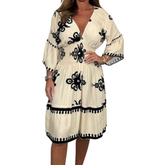Elegant V-Neck Midi Dress
