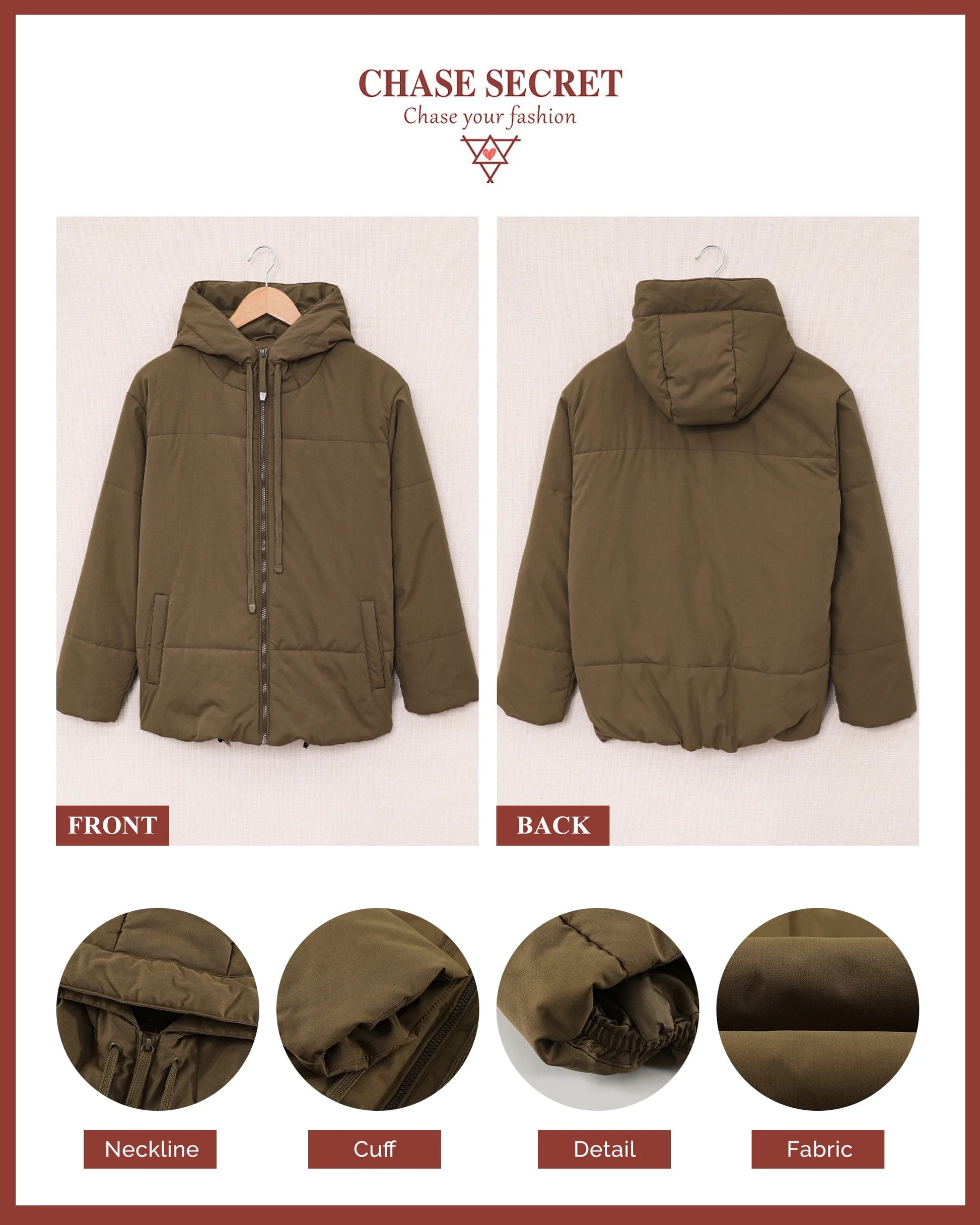Women'S Hooded Puffer Jacket Winter Warm Full Zip up Oversized Short Quilted Coat with Pockets Petite