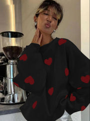 Printed Heart Knitted Sweater