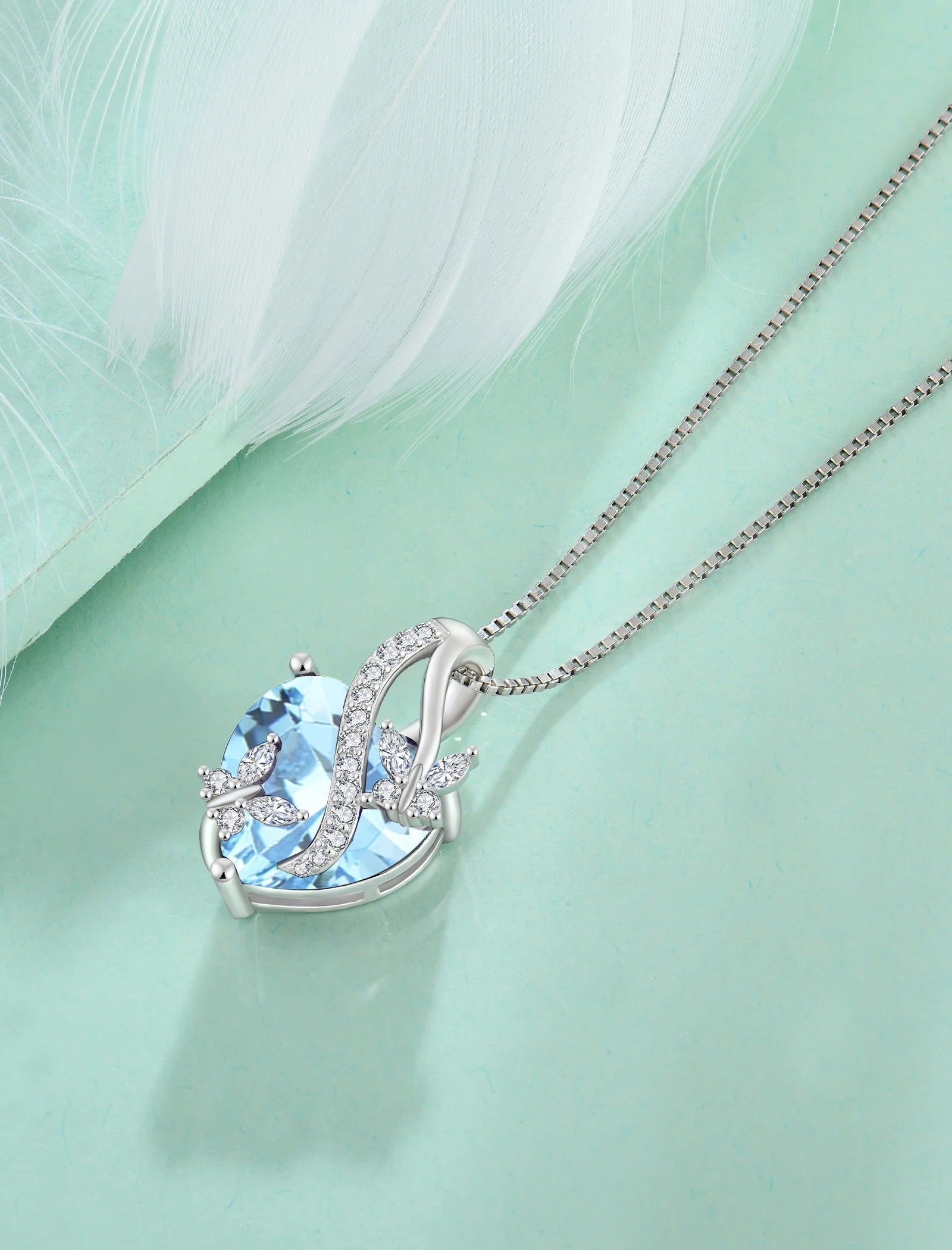 Infinite Heart Pendant Sterling Silver Butterfly Necklace for Women Jewelry Gift with Birthstone September Created Sapphire