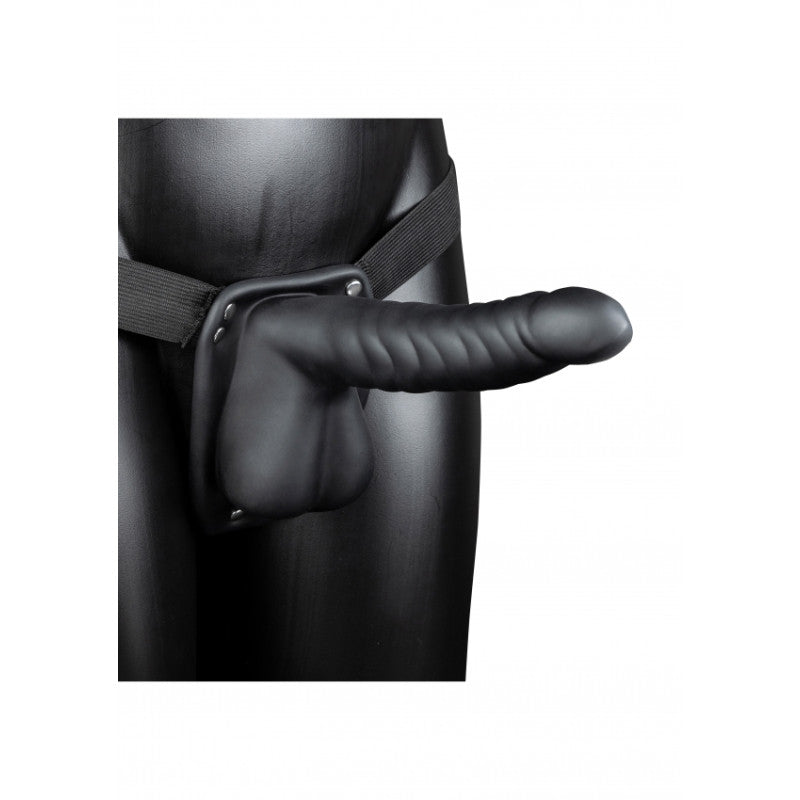 dildo-fallo-cavo-indossabile-ribbed-hollow-strap-on-with-balls-8-21-cm-black