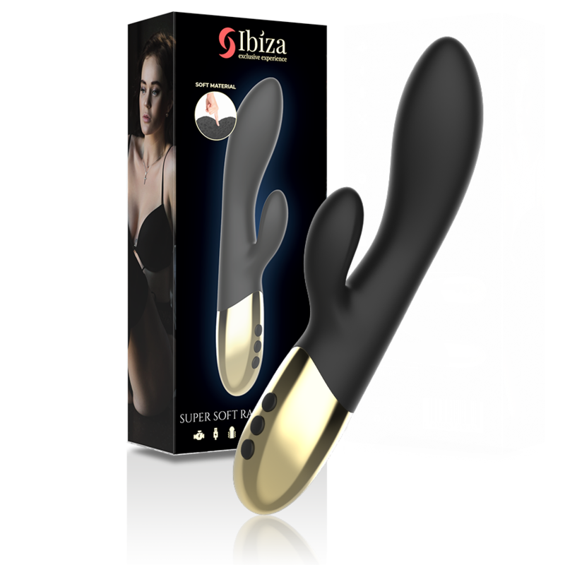 IBIZA VIBRATORE RABBIT SUPERSOFT - NERO E ORO