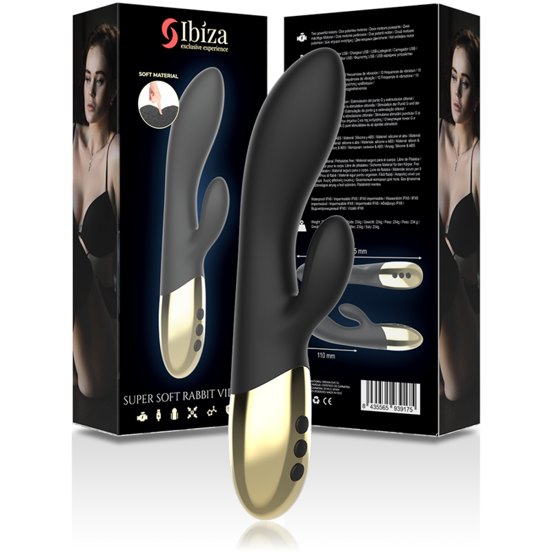 IBIZA VIBRATORE RABBIT SUPERSOFT - NERO E ORO