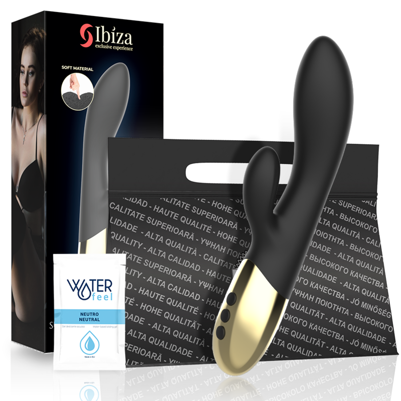 IBIZA VIBRATORE RABBIT SUPERSOFT - NERO E ORO