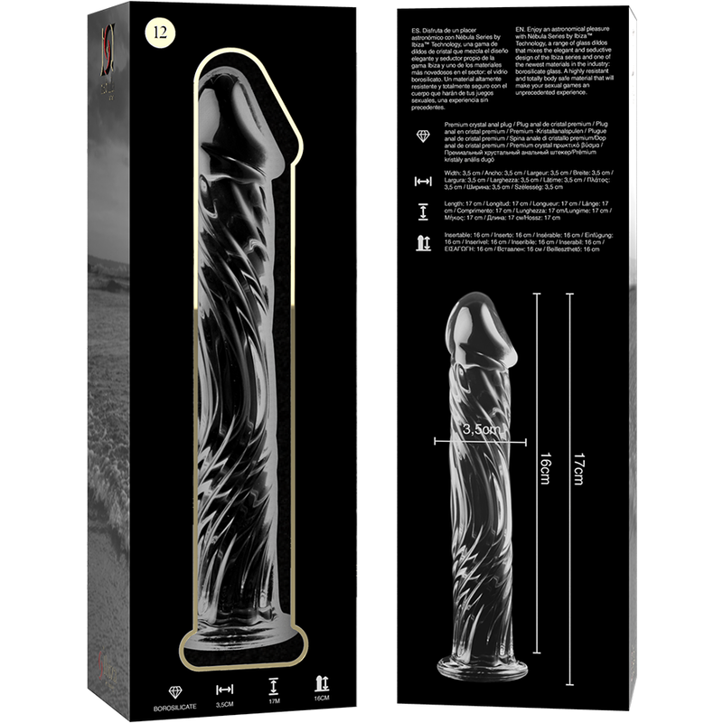 Dildo in Vetro Borosilicato 17cm Trasparente Transparent Glass Dildo Ibiza