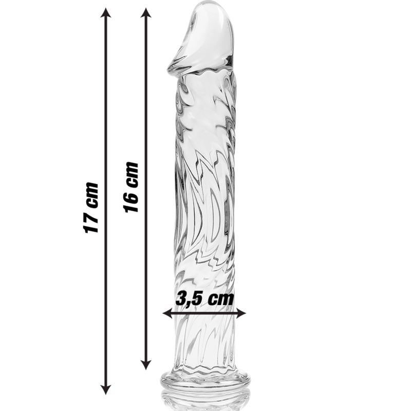 Dildo in Vetro Borosilicato 17cm Trasparente Transparent Glass Dildo Ibiza