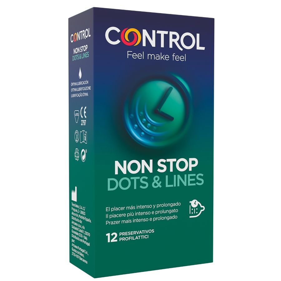 Preservativi Ritardanti Control Non Stop Dots & Lines 12 Pezzi Control Condoms