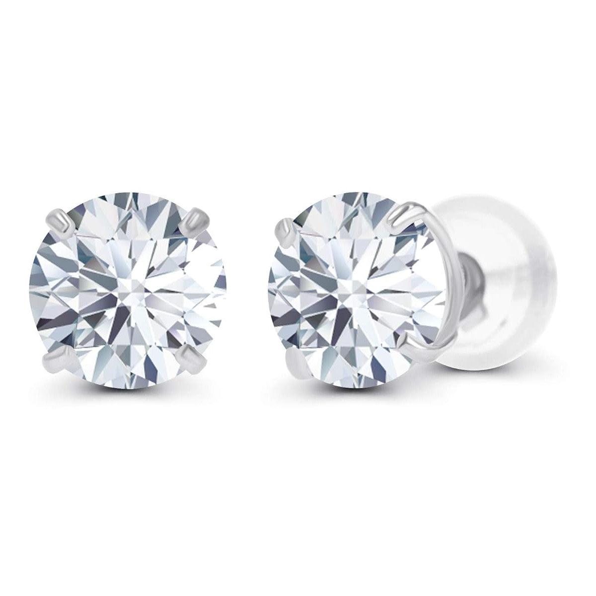 Boucles d'oreilles clous en or blanc 14 carats, diamants de laboratoire certifiés AGI, poids total de 2,50 carats – Couleur G, pureté VS